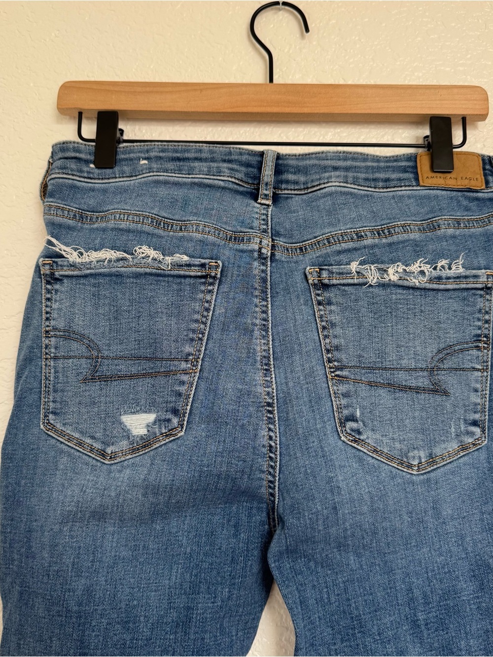AE American Eagle Distressed Super High Rise Flare Jeans - Picture 6 of 8